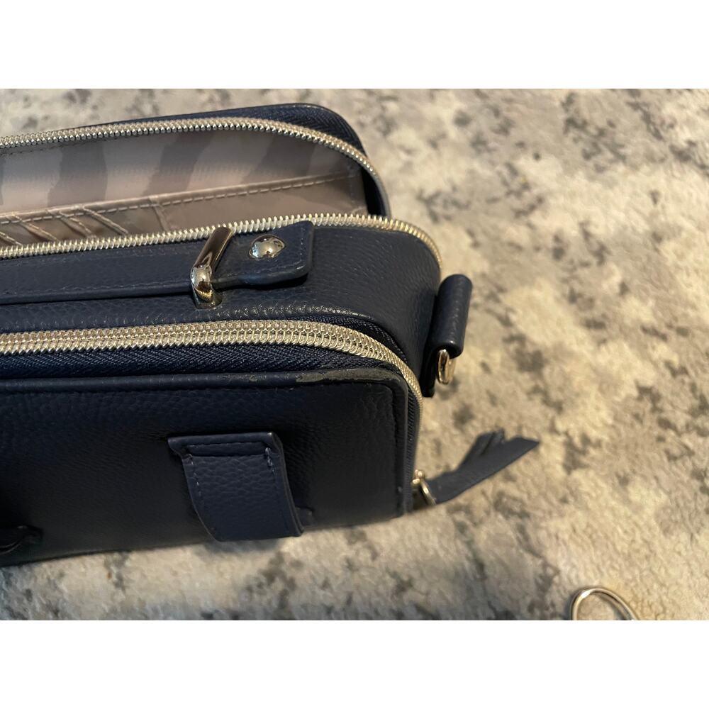 Navy Blue Convertible Belt Bag Crossbody Camera Bag Silver Hardware - Picture 11 of 12